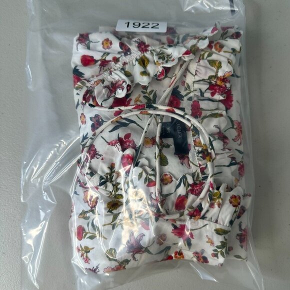 J Crew Scalloped Tie Neck Top XS Vintage Floral - Picture 2 of 8